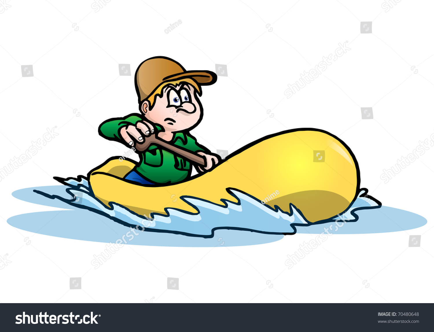 Illustration Of A Man Rafting On A River - 70480648 : Shutterstock