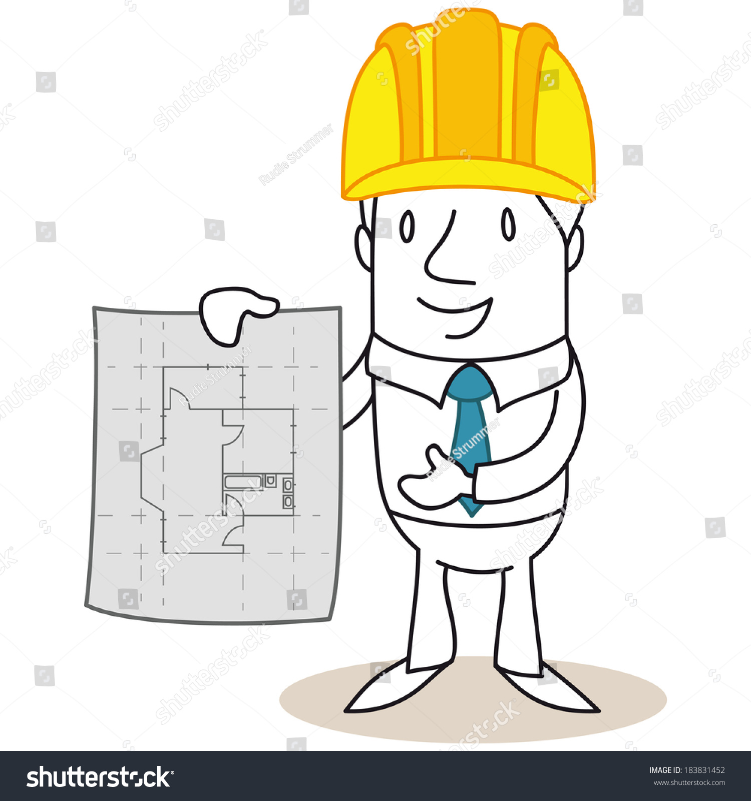 Illustration Monochrome Cartoon Character Architect Construction Stock ...