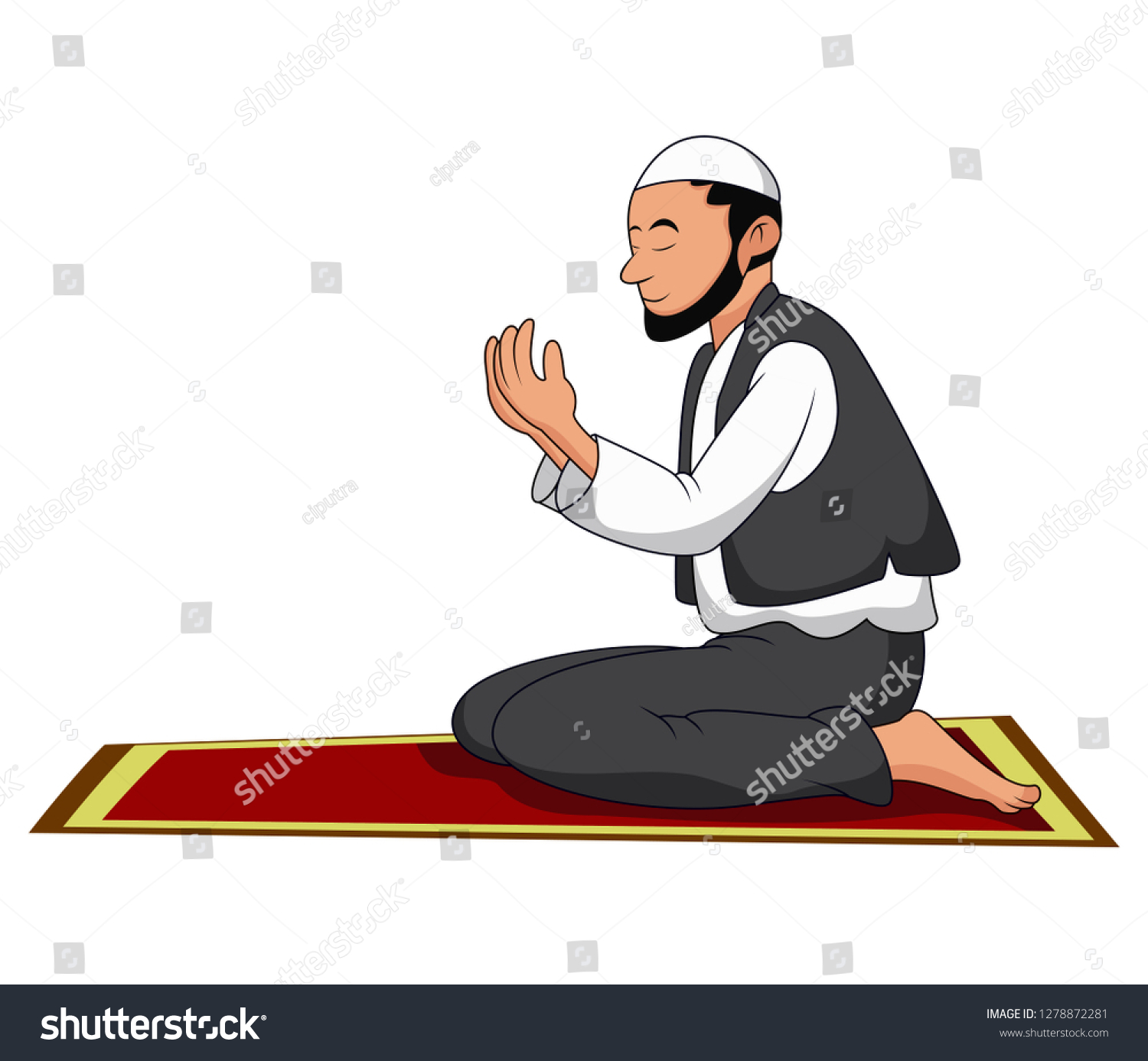 Illustration Muslim Man Praying On White Stock Illustration 1278872281