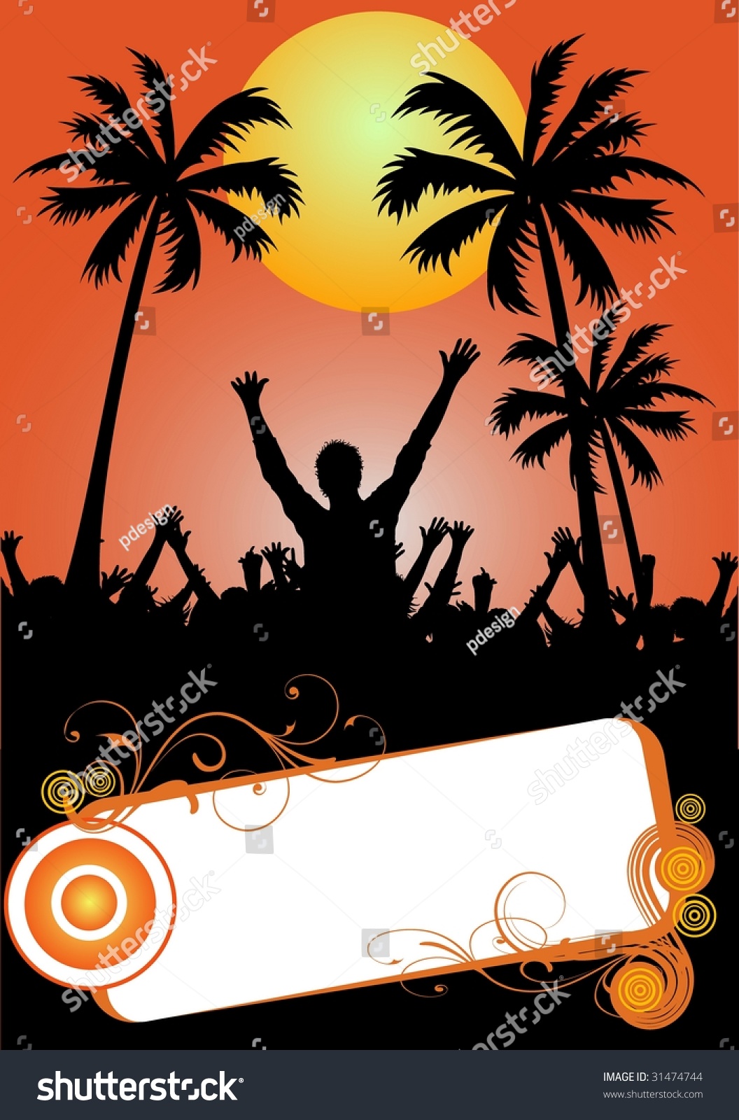 Illustration Of A Party Placard With Palms - 31474744 : Shutterstock