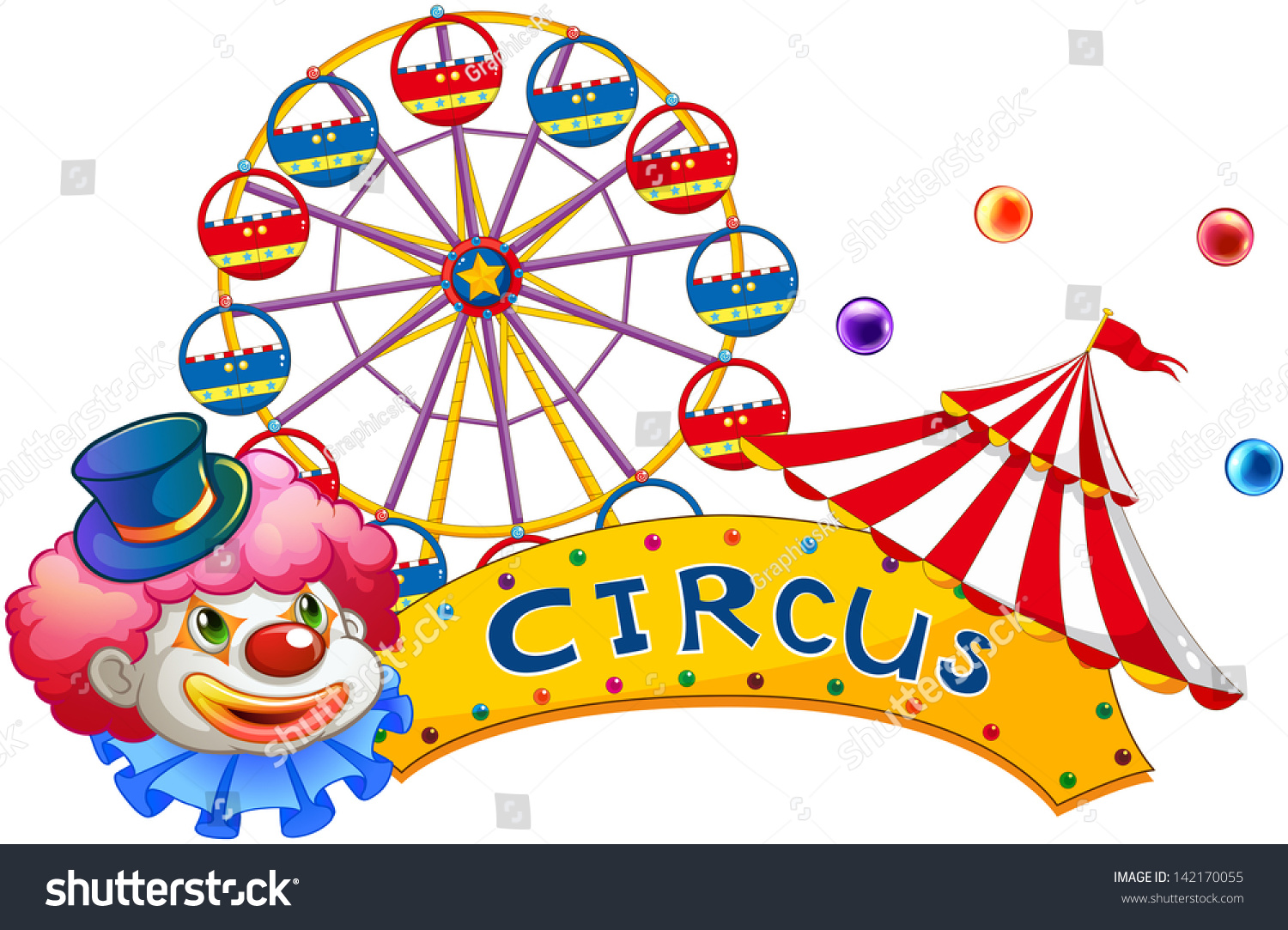 Illustration Signage Circus Clown On White Stock Illustration 142170055 ...