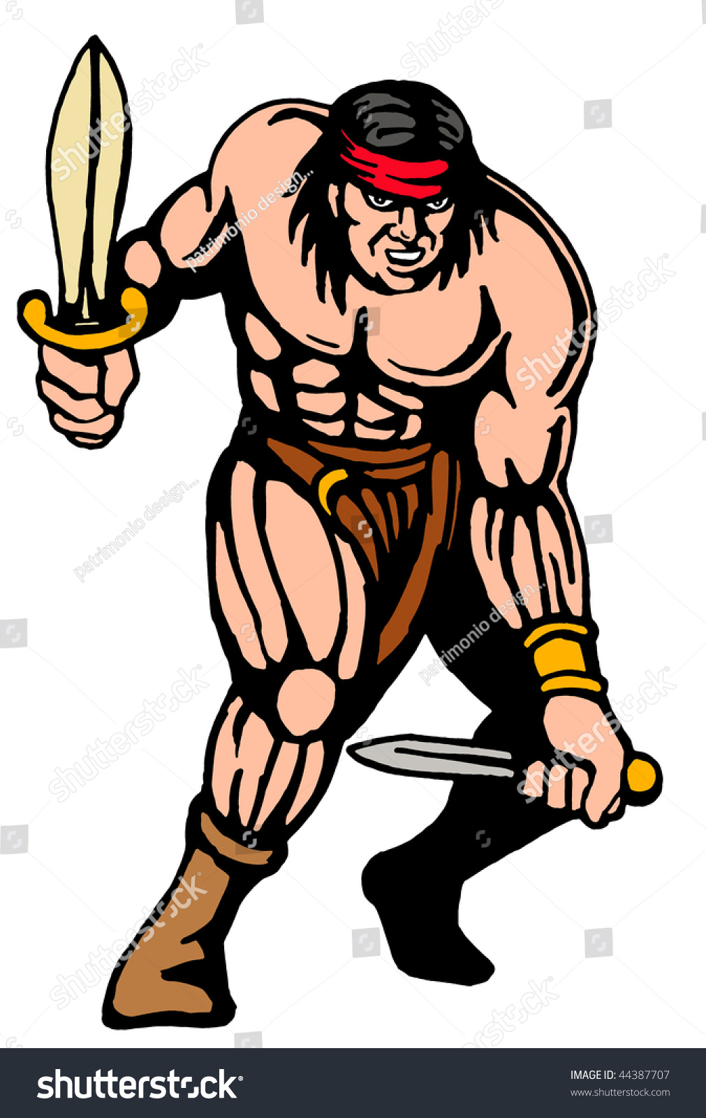 Illustration Of A Warrior Attacking With Dagger - 44387707 : Shutterstock