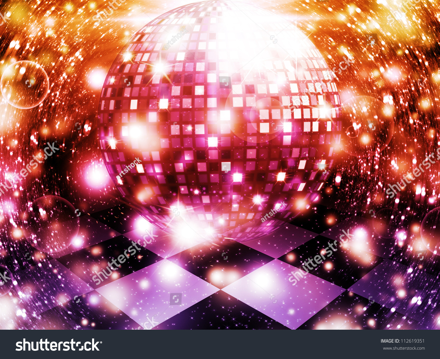 Illustration Of Abstract Dancing Floor With Disco Ball. - 112619351 ...