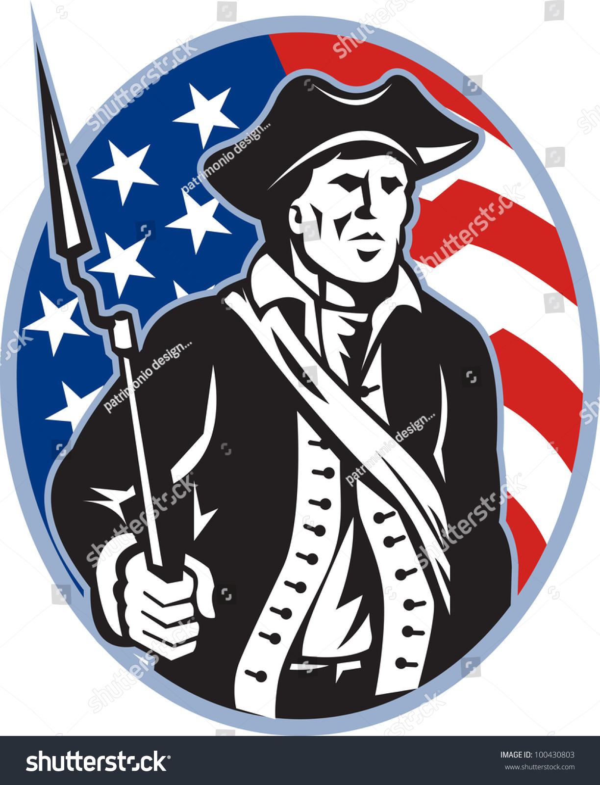 Illustration Of An American Patriot Minuteman Revolutionary Soldier ...