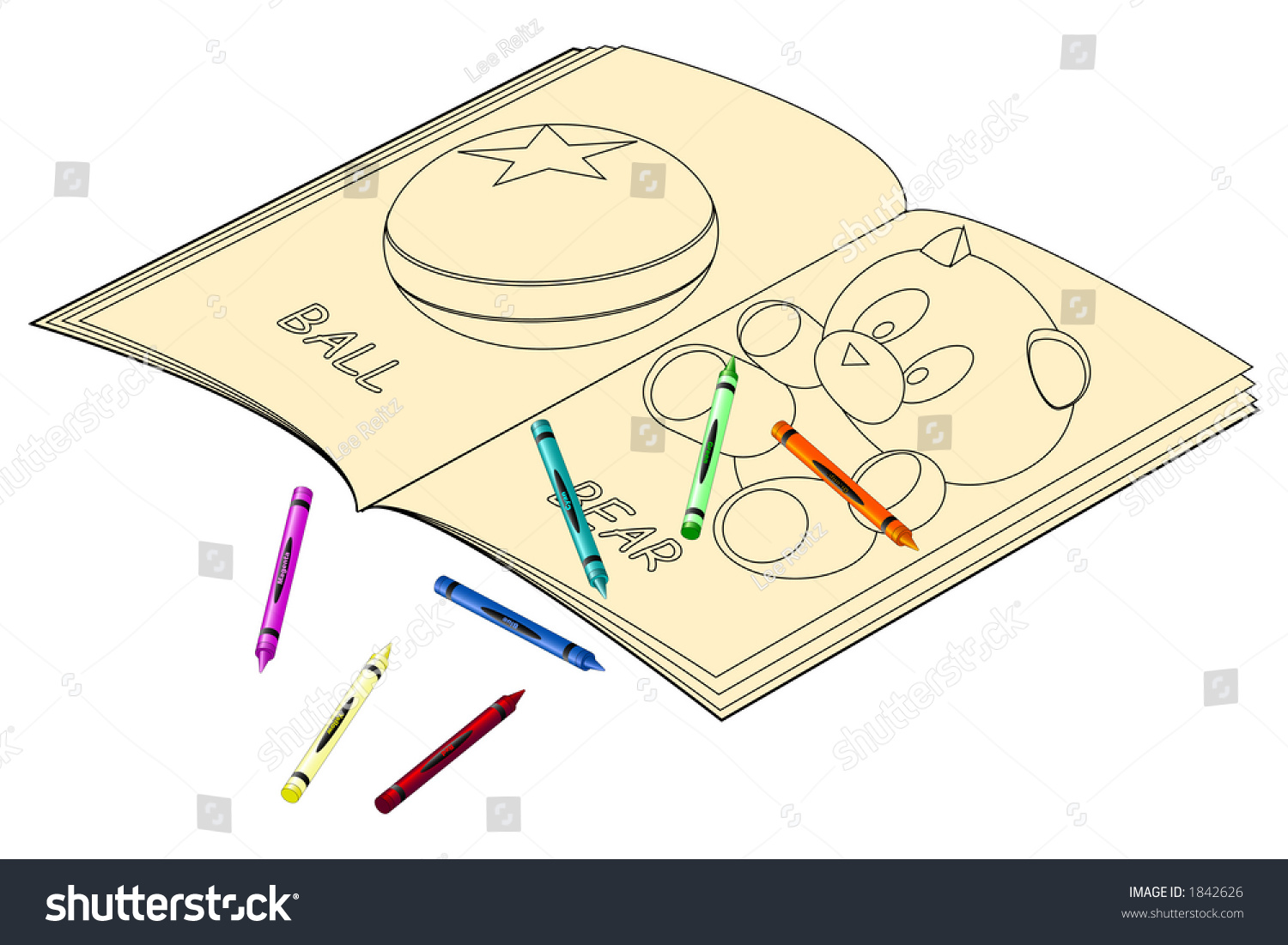 Download Illustration Open Coloring Book Crayons Stock Illustration 1842626