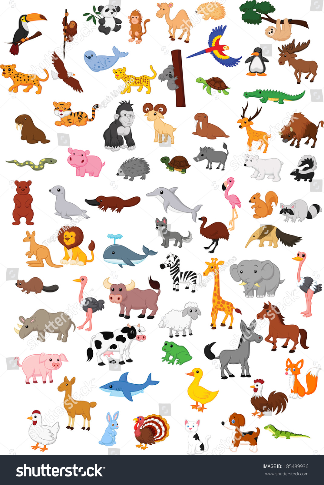 Illustration Big Animal Cartoon Set Stock Illustration 185489936 ...