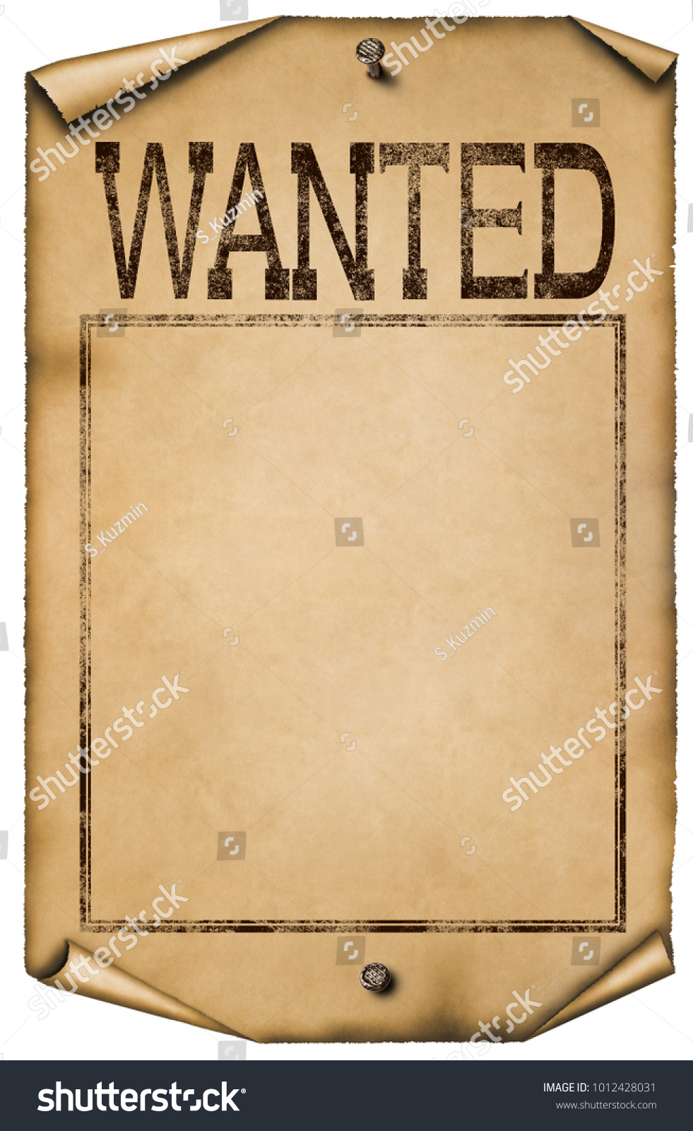 blank western wanted poster illustration isolated on white blank wanted poster