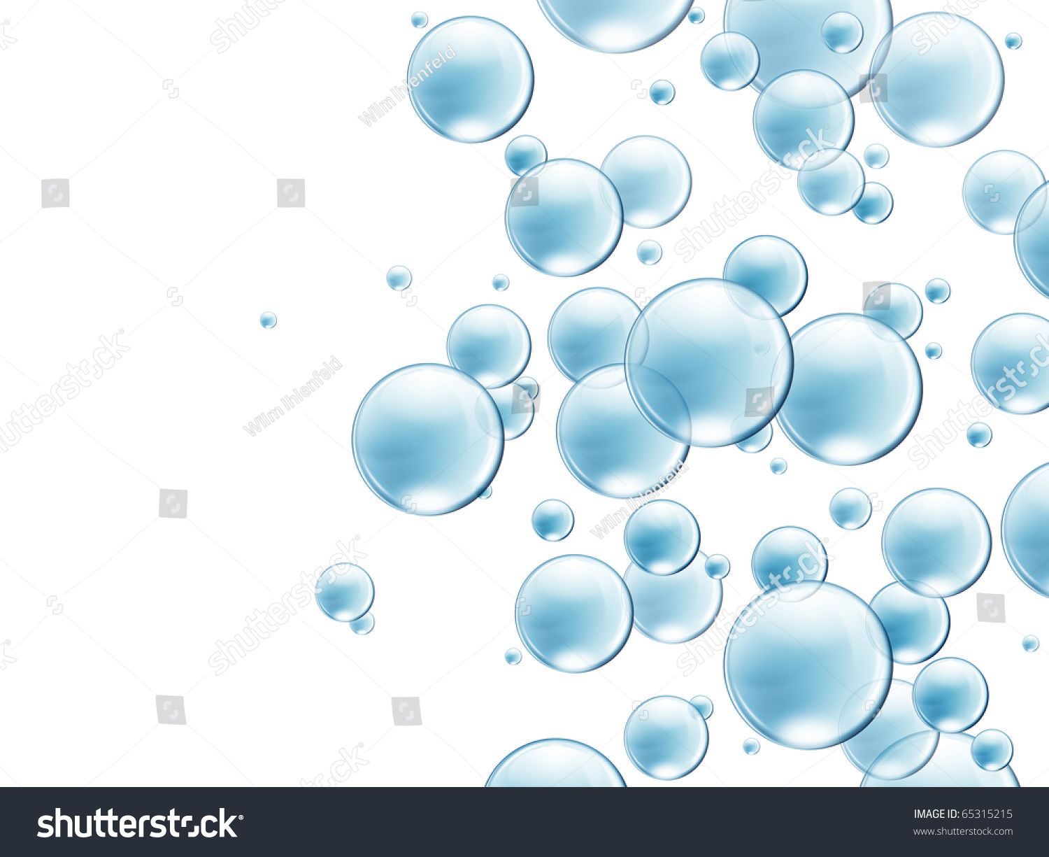 Illustration Blue Transparent Bubbles White Background Stock ...