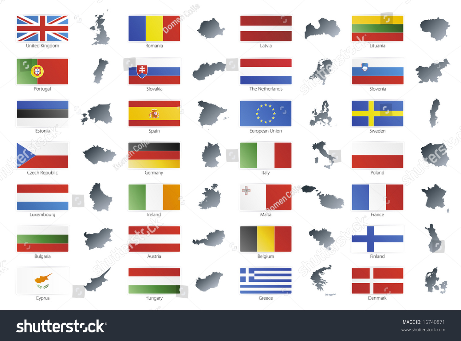 Illustration Of Button Flags Of The 27 Members Of The European Union As ...