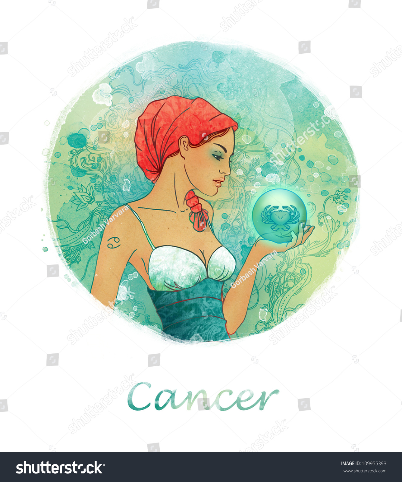 Illustration Of Cancer Zodiac Sign As A Beautiful Girl - 109955393 ...