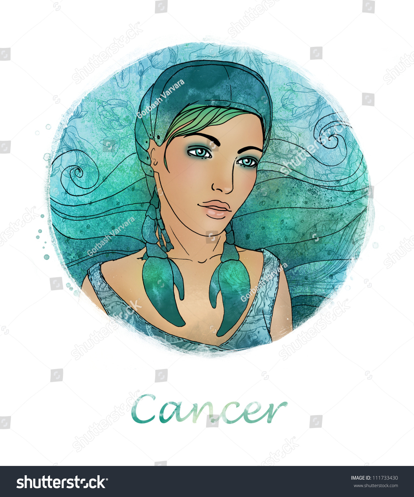 Illustration Of Cancer Zodiac Sign As A Beautiful Girl - 111733430 ...