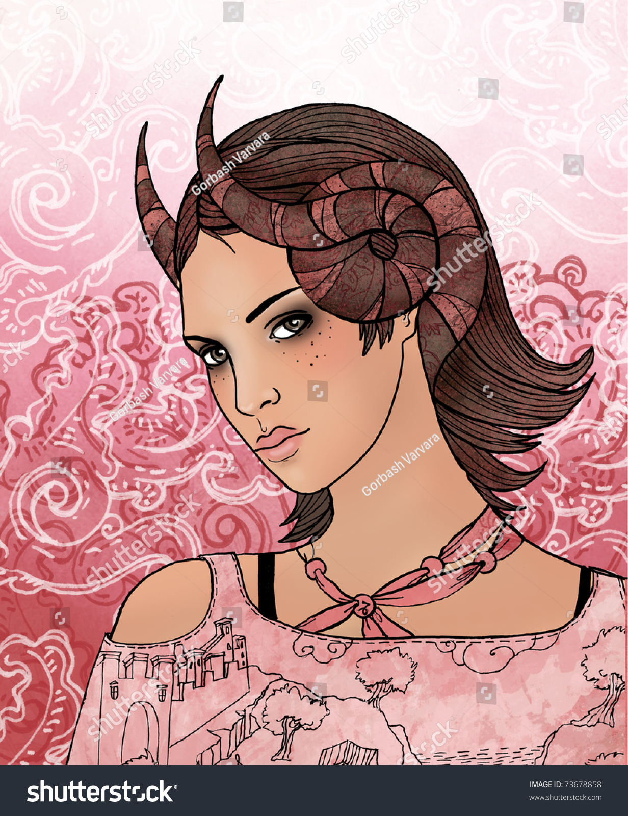 Illustration Capricorn Astrological Sign Beautiful Girl ...