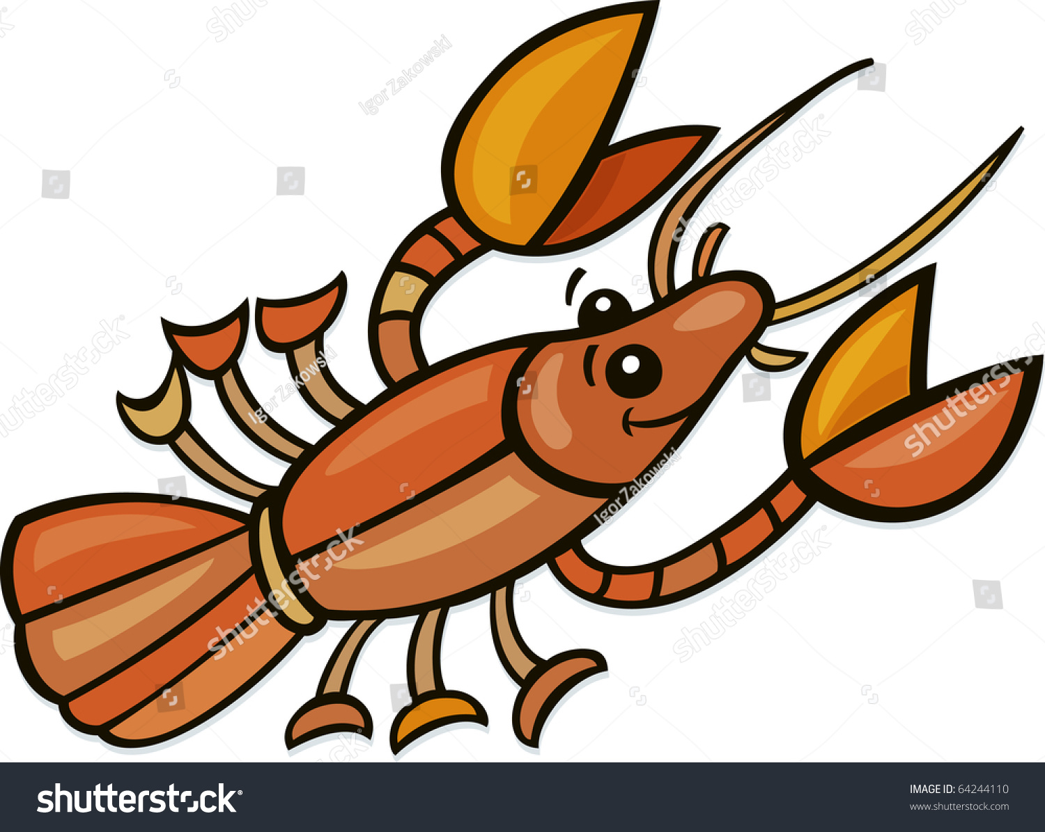 Illustration Of Cartoon Crayfish - 64244110 : Shutterstock