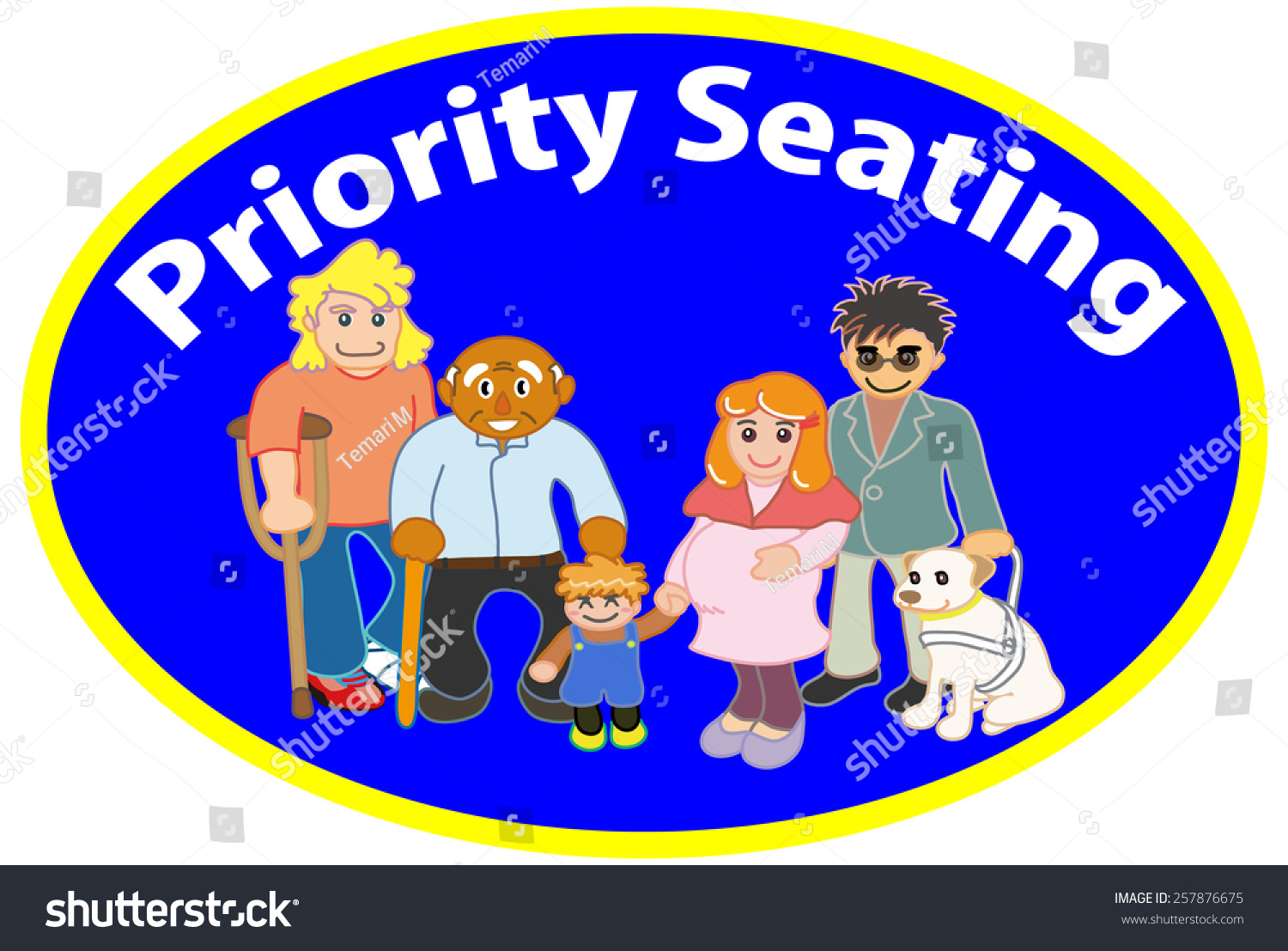 Illustration Cartoon Priority Seating Sign Stock Illustration 257876675