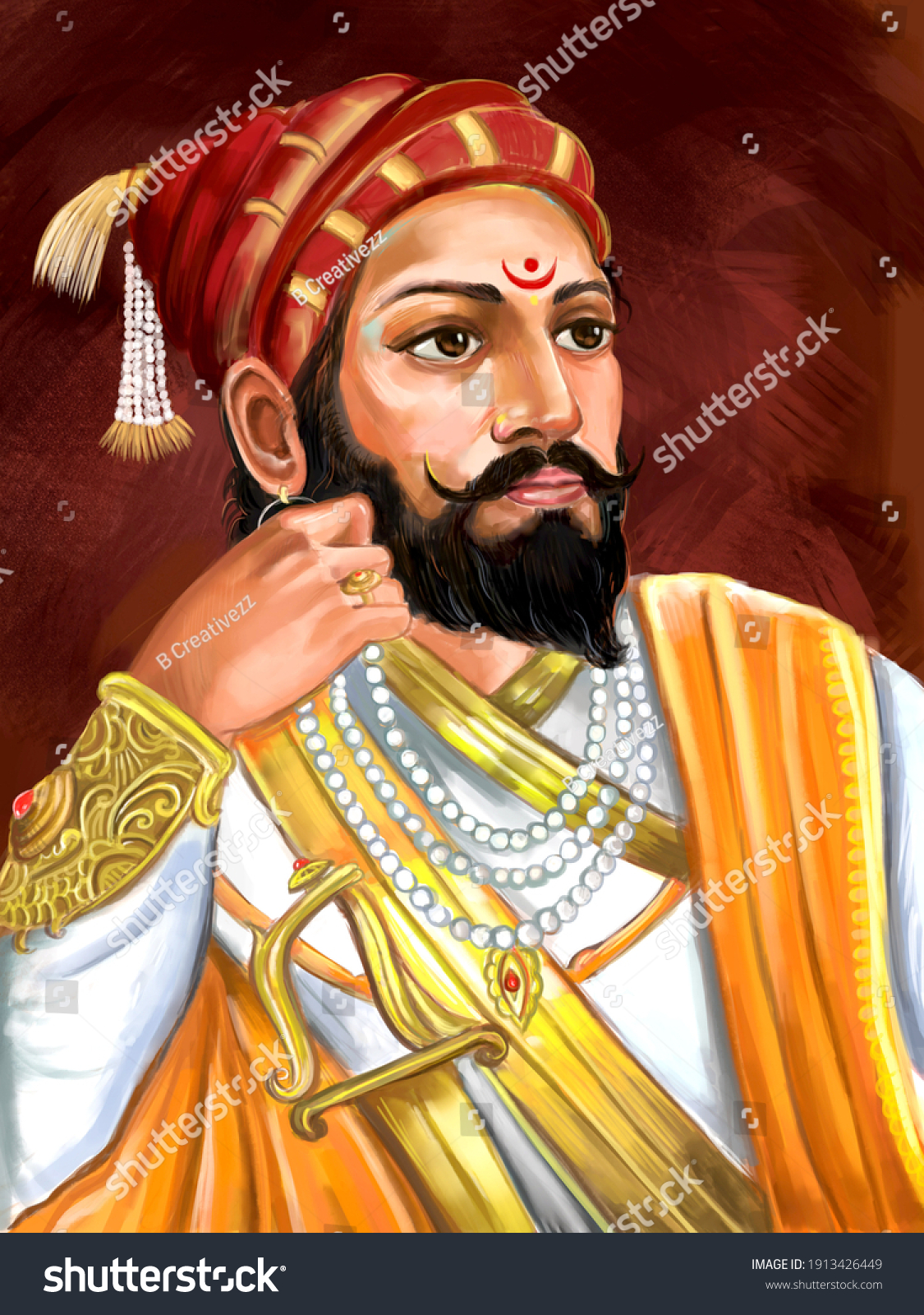 Illustration Chhatrapati Shivaji Maharaj Jayanti 库存插图 1913426449 ...