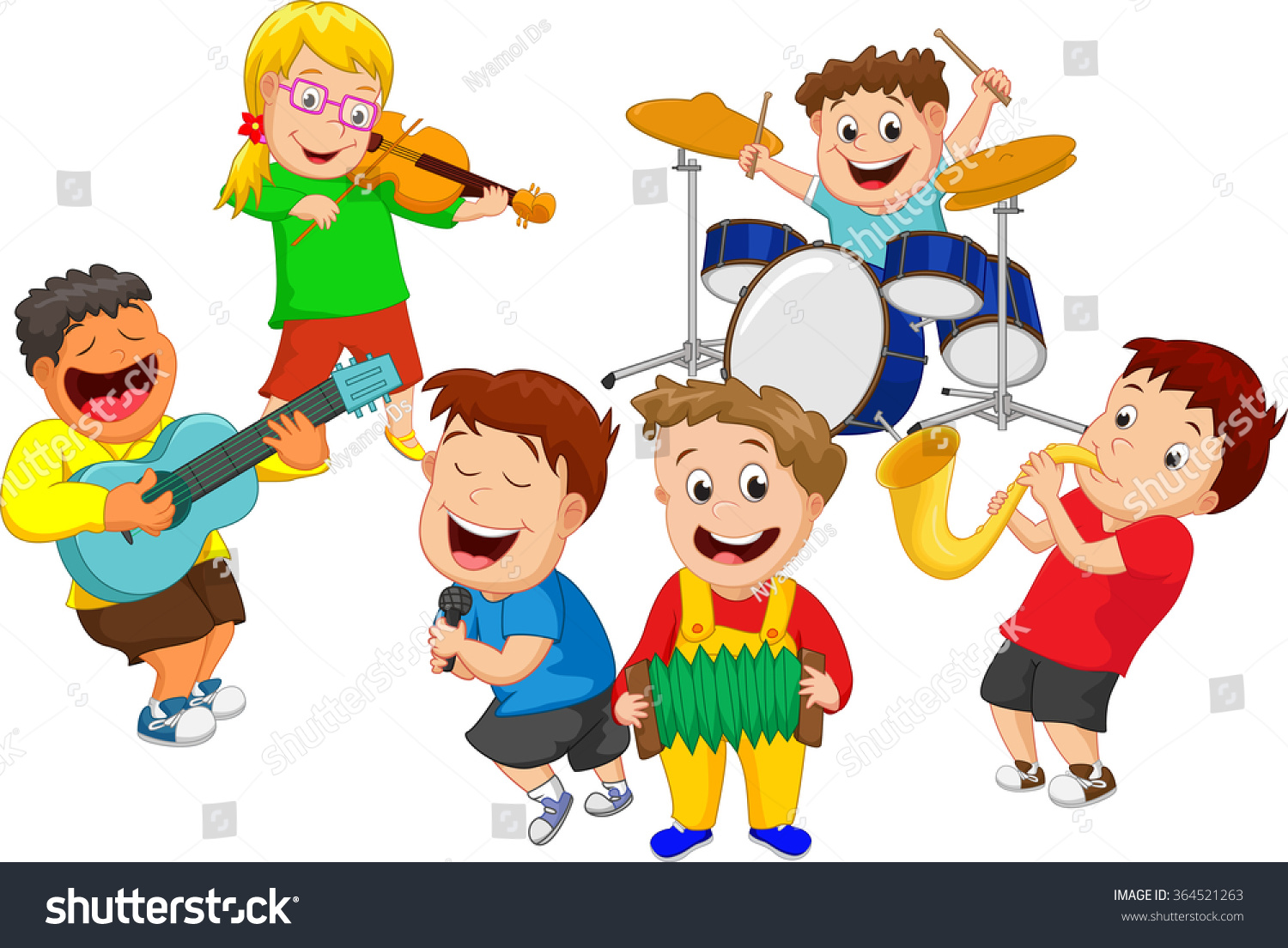 Illustration Children Playing Music Instrument Stock Illustration 364521263