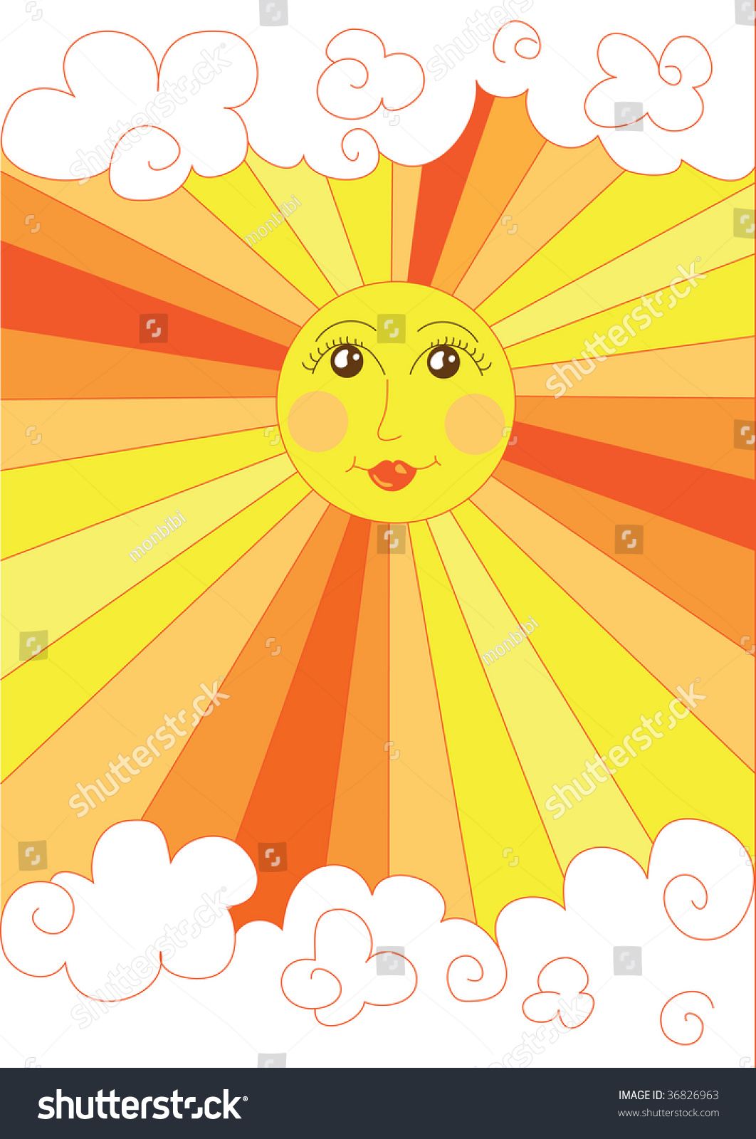 Illustration Of Cute Yellow Sun, Cartoon - 36826963 : Shutterstock