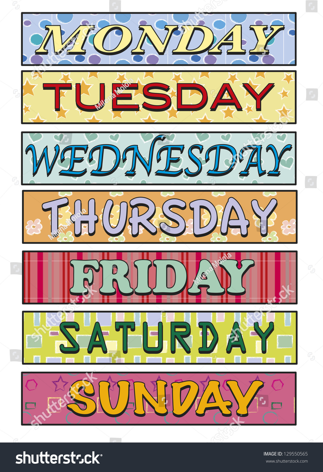 Days Of The Week Word Clip Art