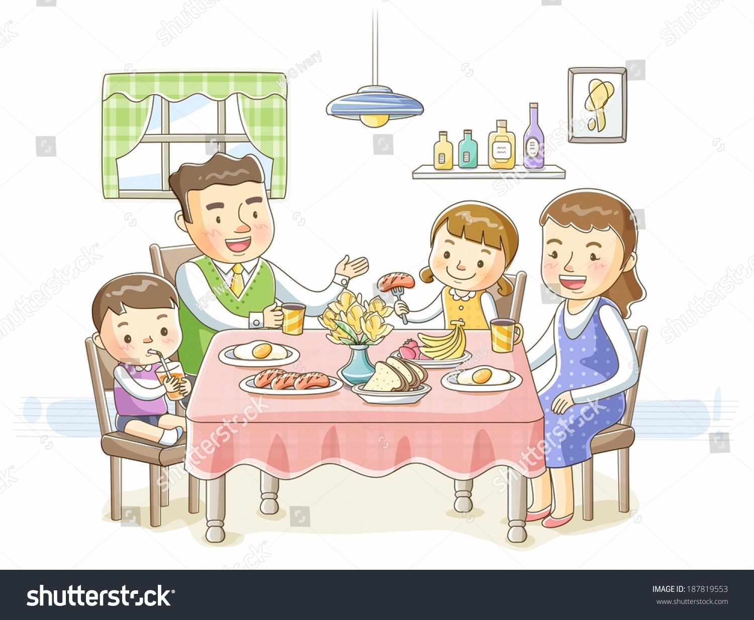 Illustration Family Eating Breakfast Stock Illustration 187819553