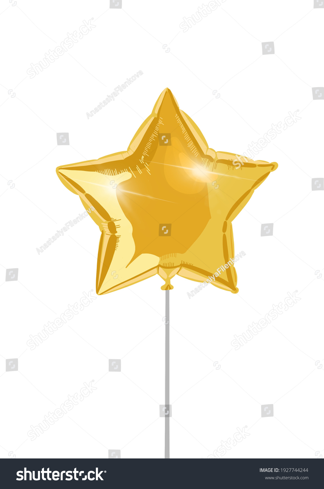 Illustration Foil Gold Balloon On Stick Stock Illustration 1927744244
