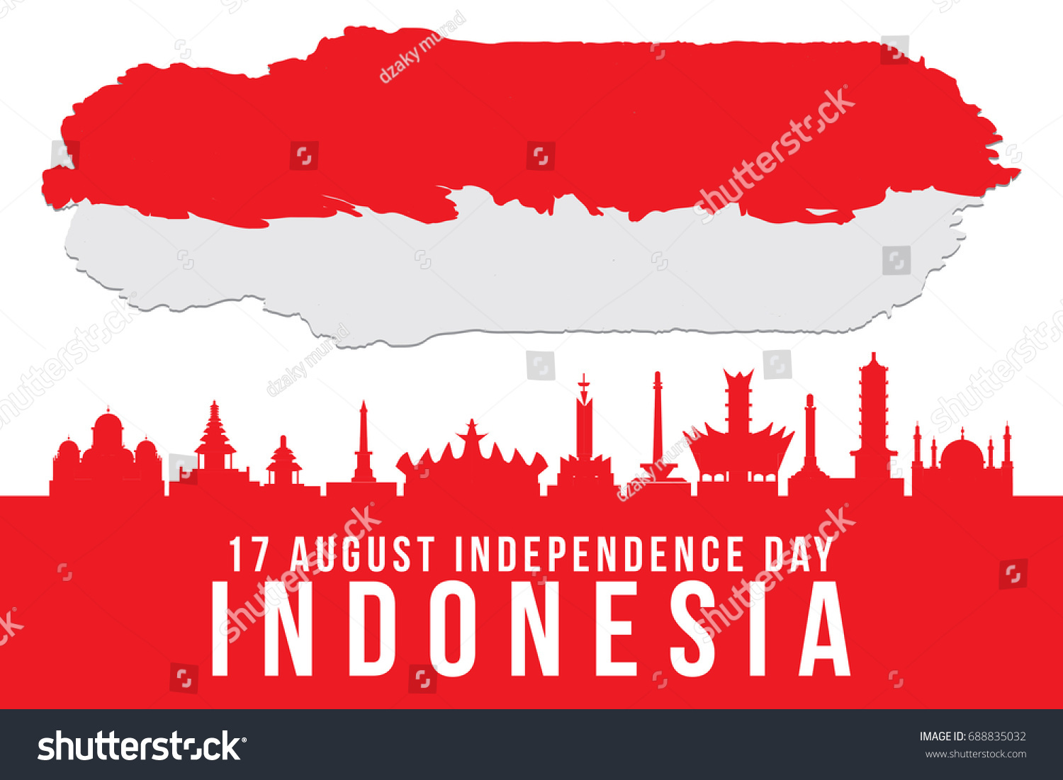 Illustration Indonesia Icons Flag Landmarks 17th Stock 