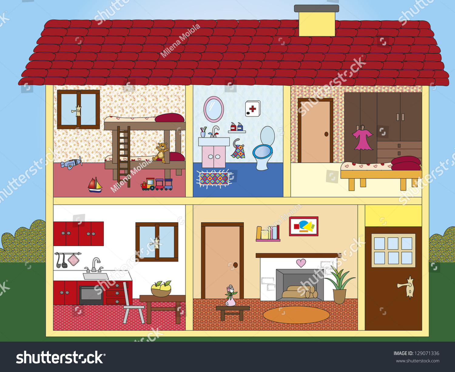 Illustration Interior House Stock Illustration 129071336 - Shutterstock
