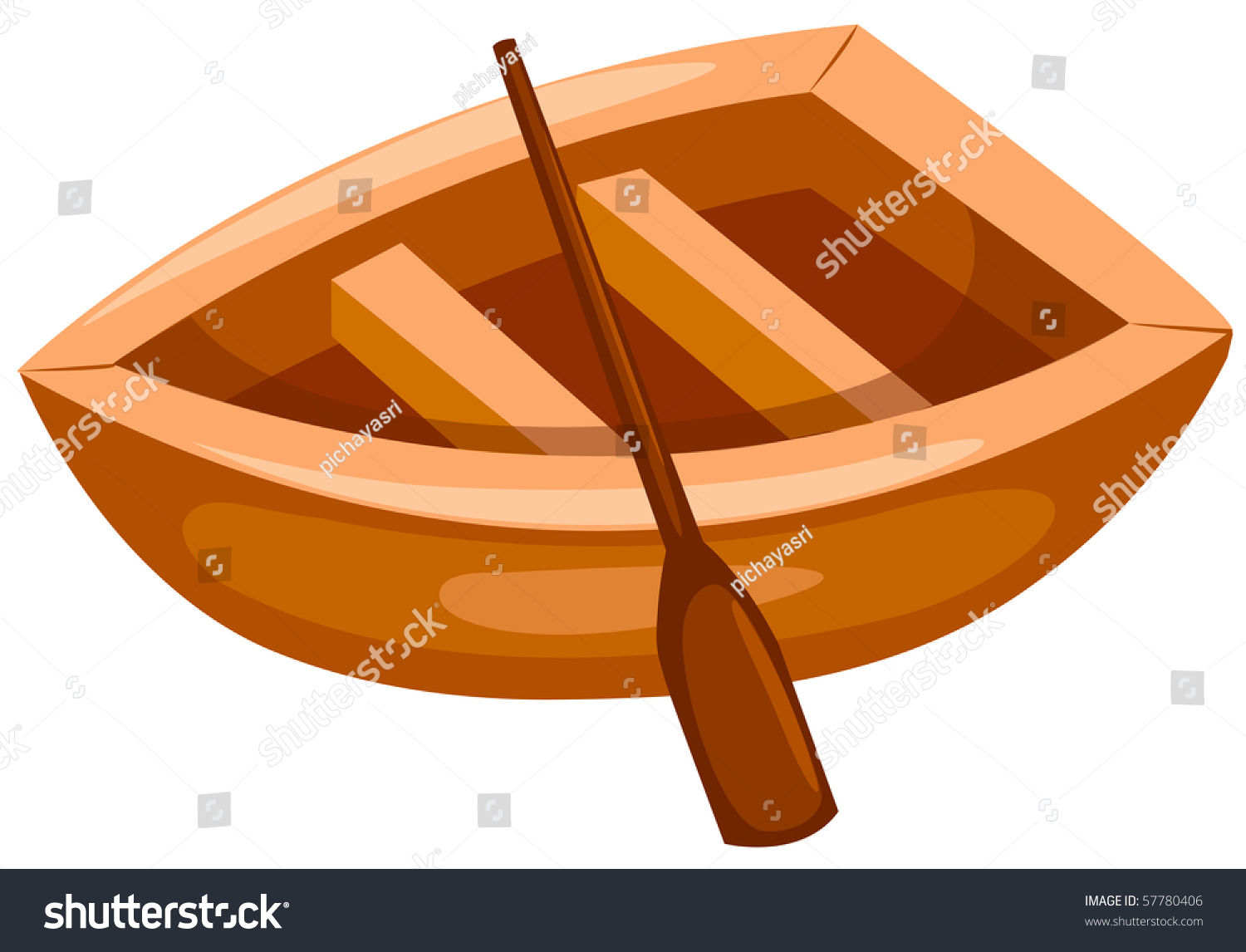 Illustration Of Isolated A Wooden Boat On White Background - 57780406 ...