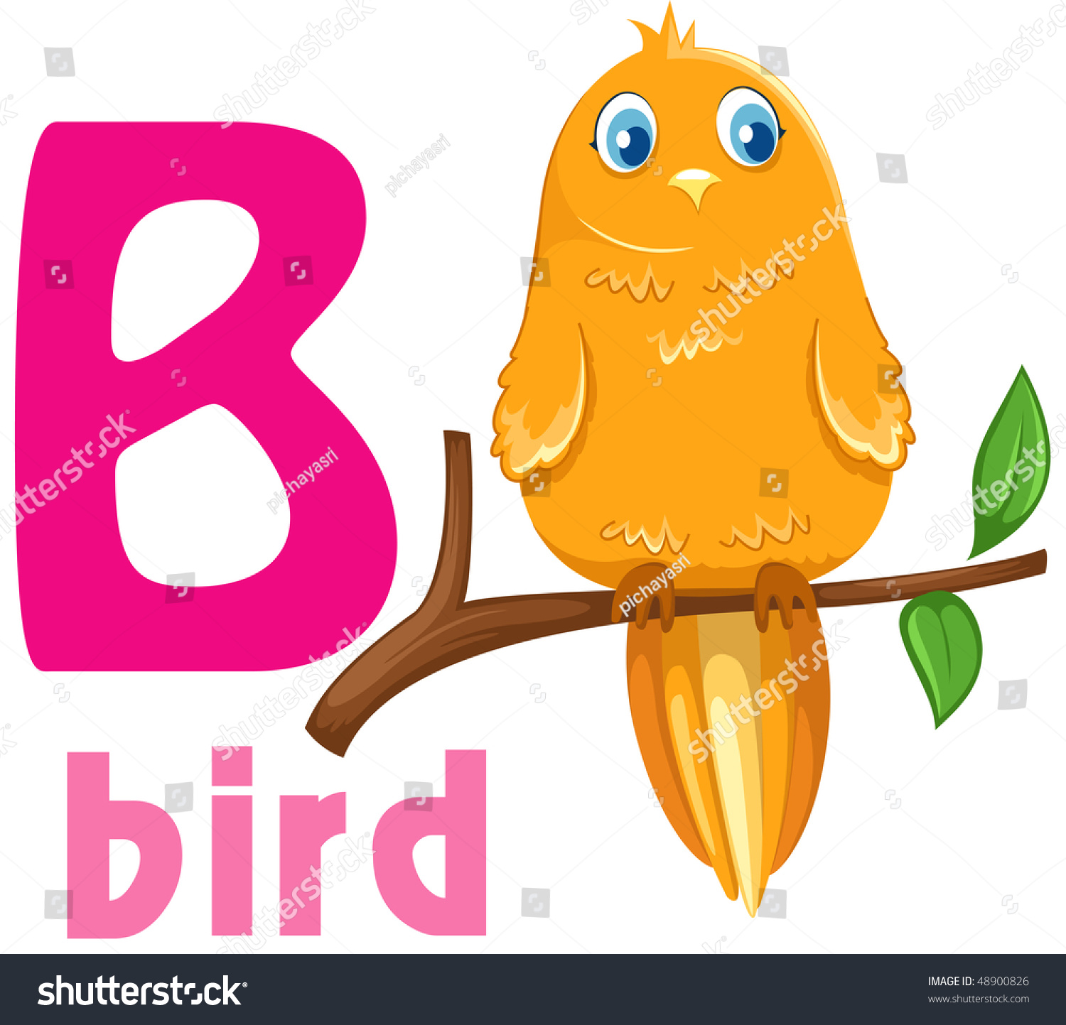 Illustration Of Isolated Animal Alphabet B With Bird On Branch ...