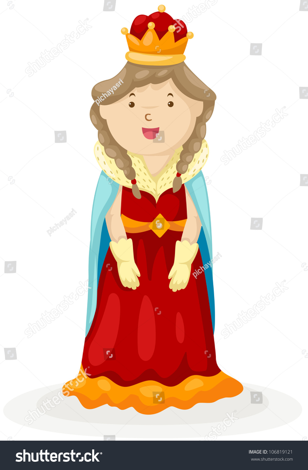 Illustration Isolated Cartoon Queen On White Stock Illustration ...