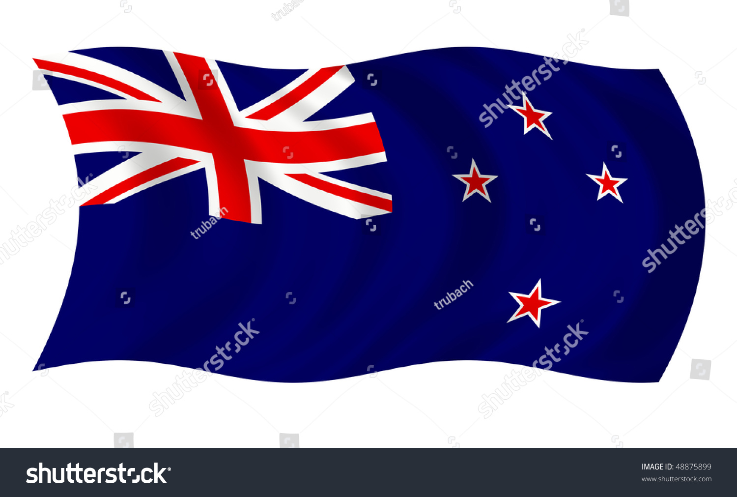 Illustration Of New Zealand Flag Waving In The Wind - 48875899 ...