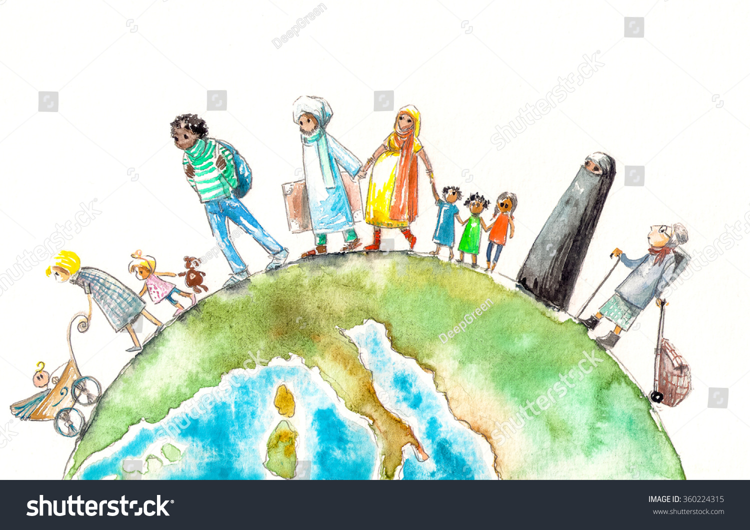 Illustration People Different Nationalities Going On Stock Illustration ...