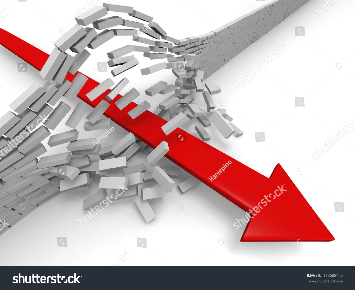 Illustration Red Arrow Breaking Through Brick Stock Illustration ...