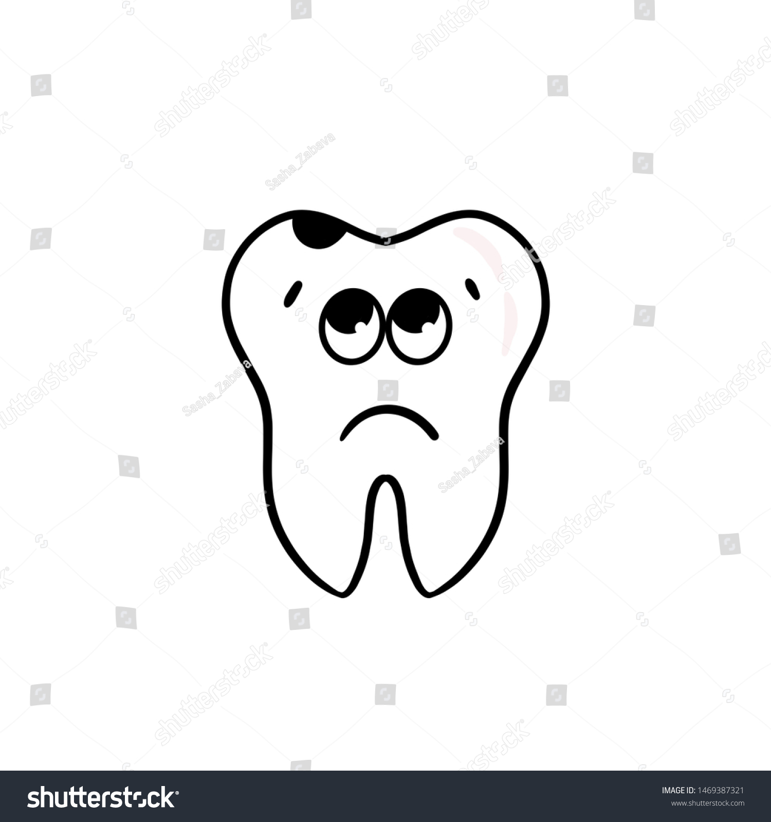 Illustration Sad Tooth Emoji Big Caries Stock Illustration 1469387321