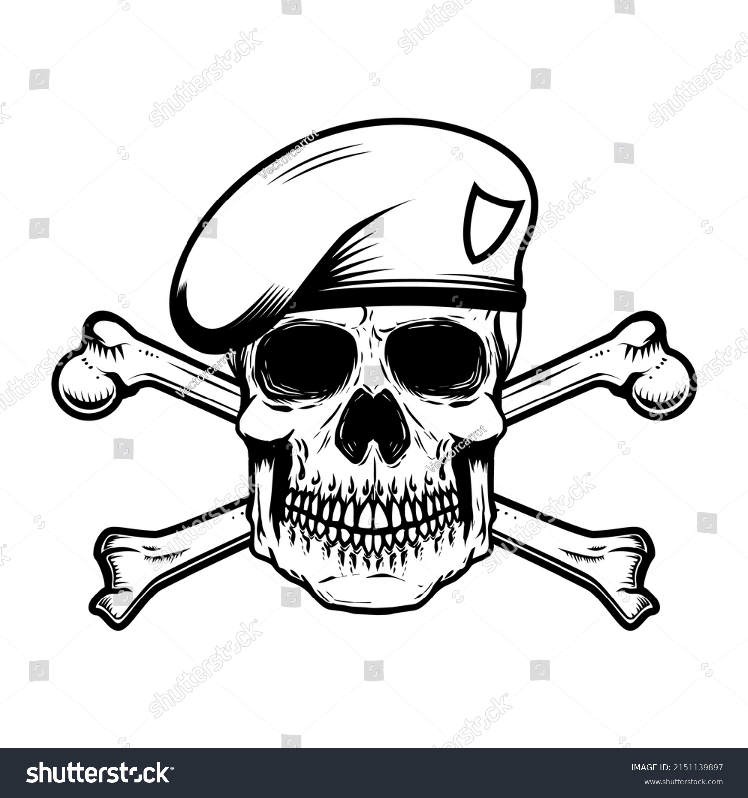 Illustration Soldier Skull Paratrooper Beret Crossed Stock Illustration ...