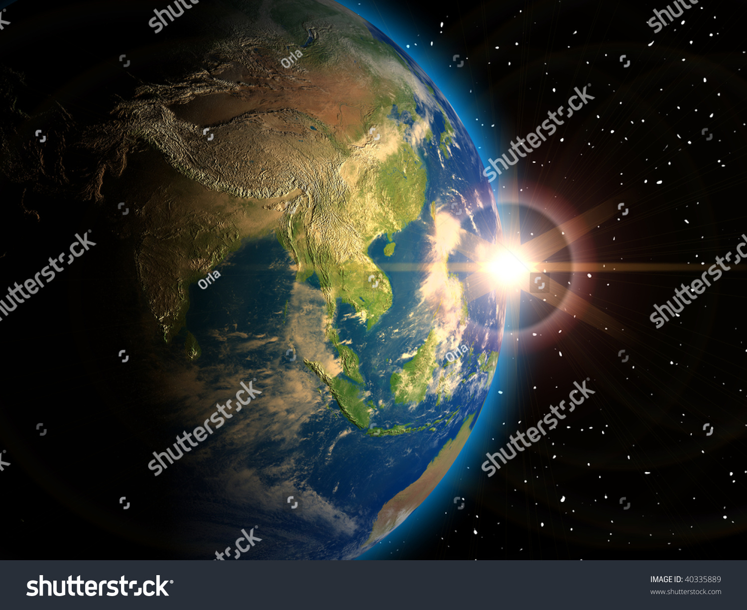 Illustration Of The Earth Seen From Space - 3d Render. Texture ...