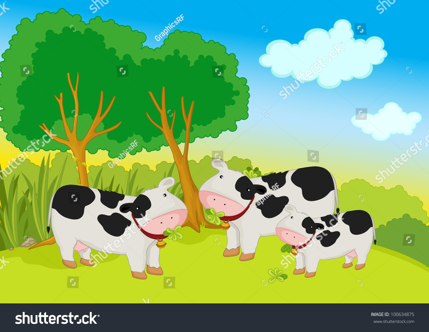 Illustration Of Three Cows On A White Background - Eps Vector Format ...