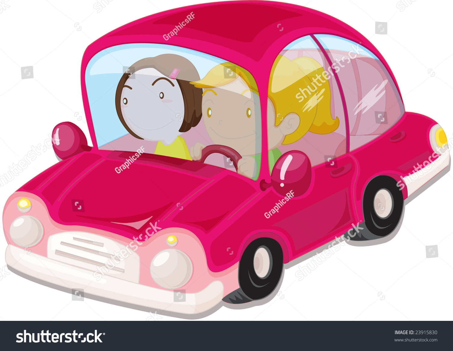 Illustration Of Two Girls Driving To An Outing - 23915830 : Shutterstock