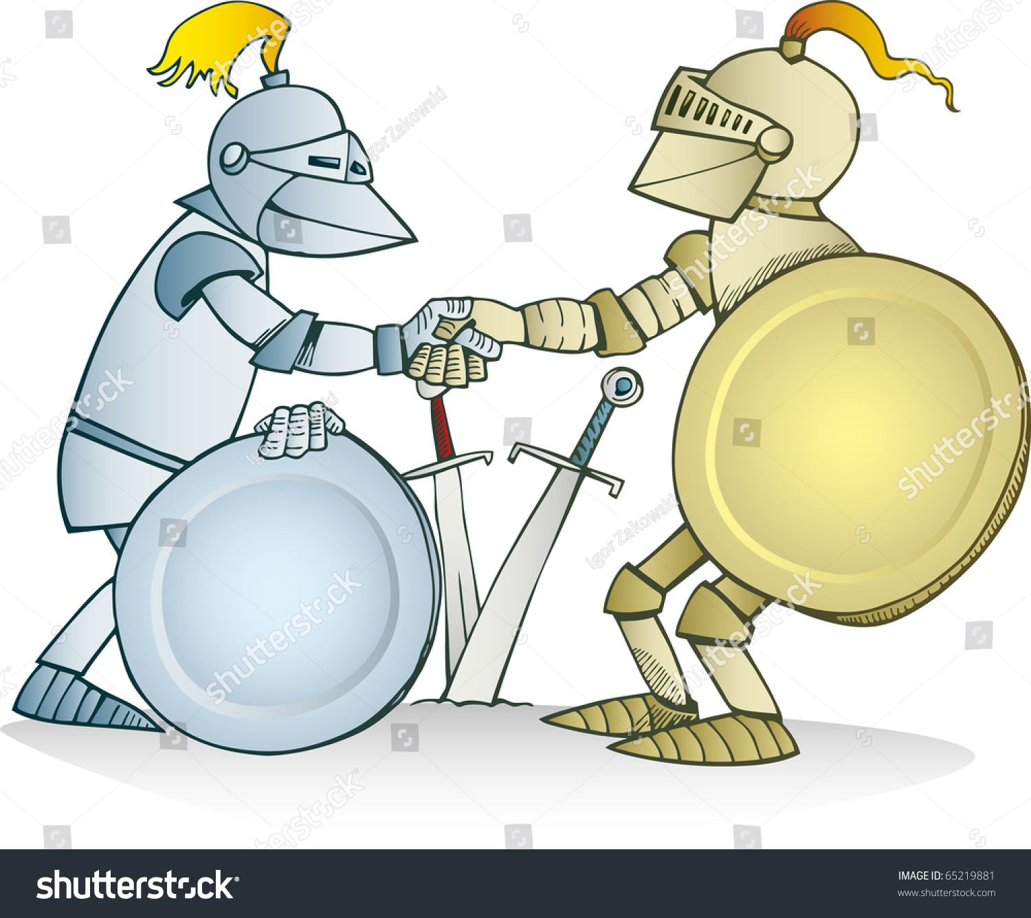 Illustration Of Two Knights Shaking Hands - 65219881 : Shutterstock