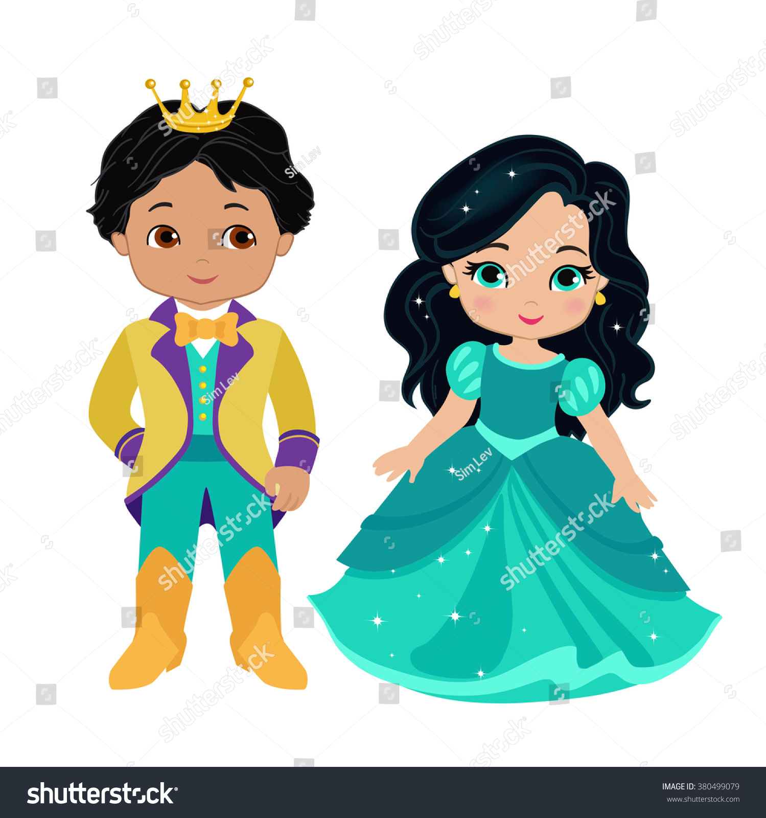 Illustration Of Very Cute Prince And Princess. Raster Copy. - 380499079 ...