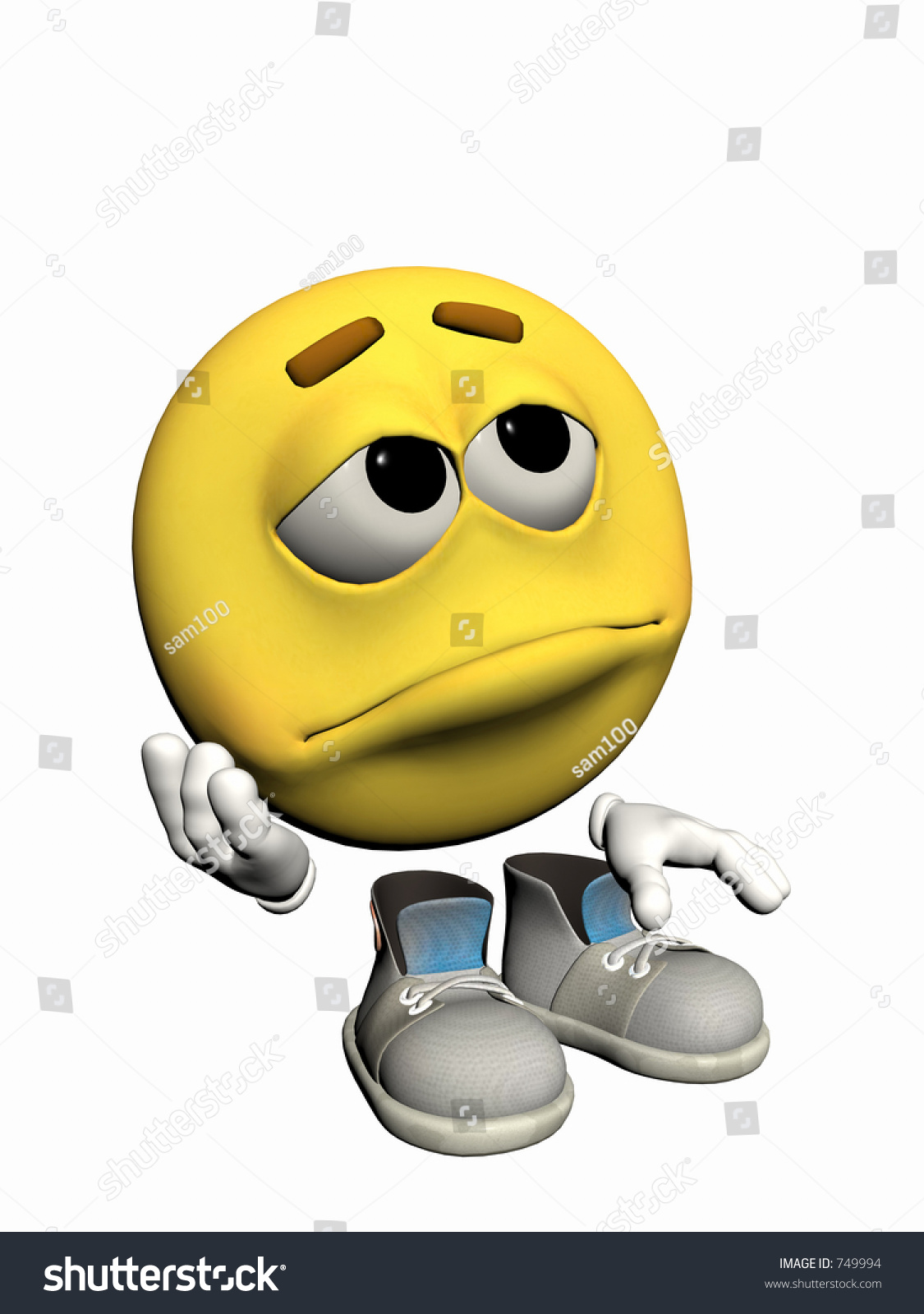 Illustration Over White Of An Emoticon Guy Looking Sad. - 749994 ...