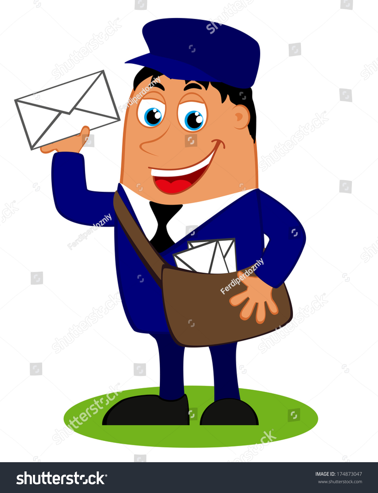 Illustration Funny Postman Bag Letter Raster Stock Illustration 