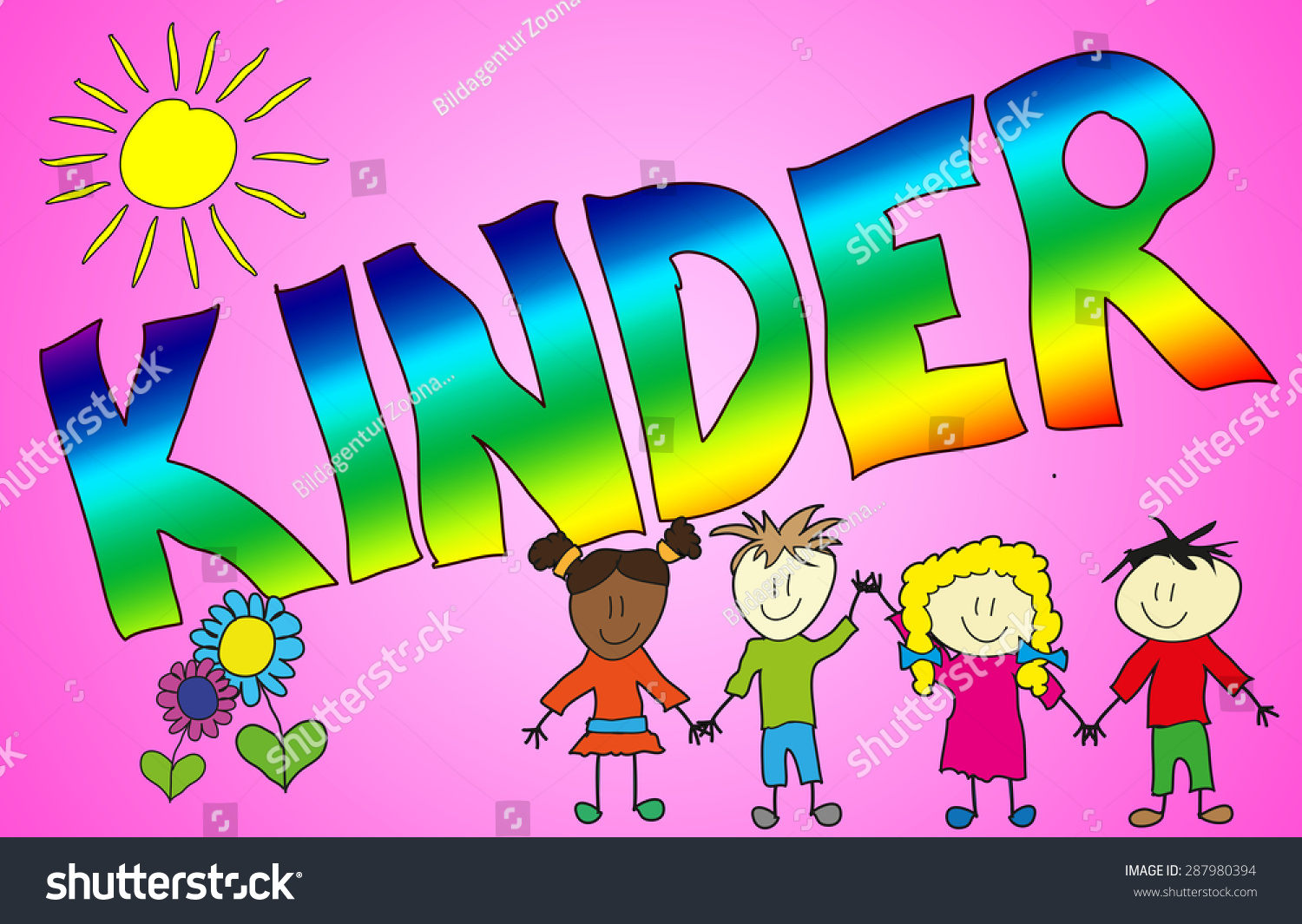 Illustration German Word Kinder Children Stock Illustration