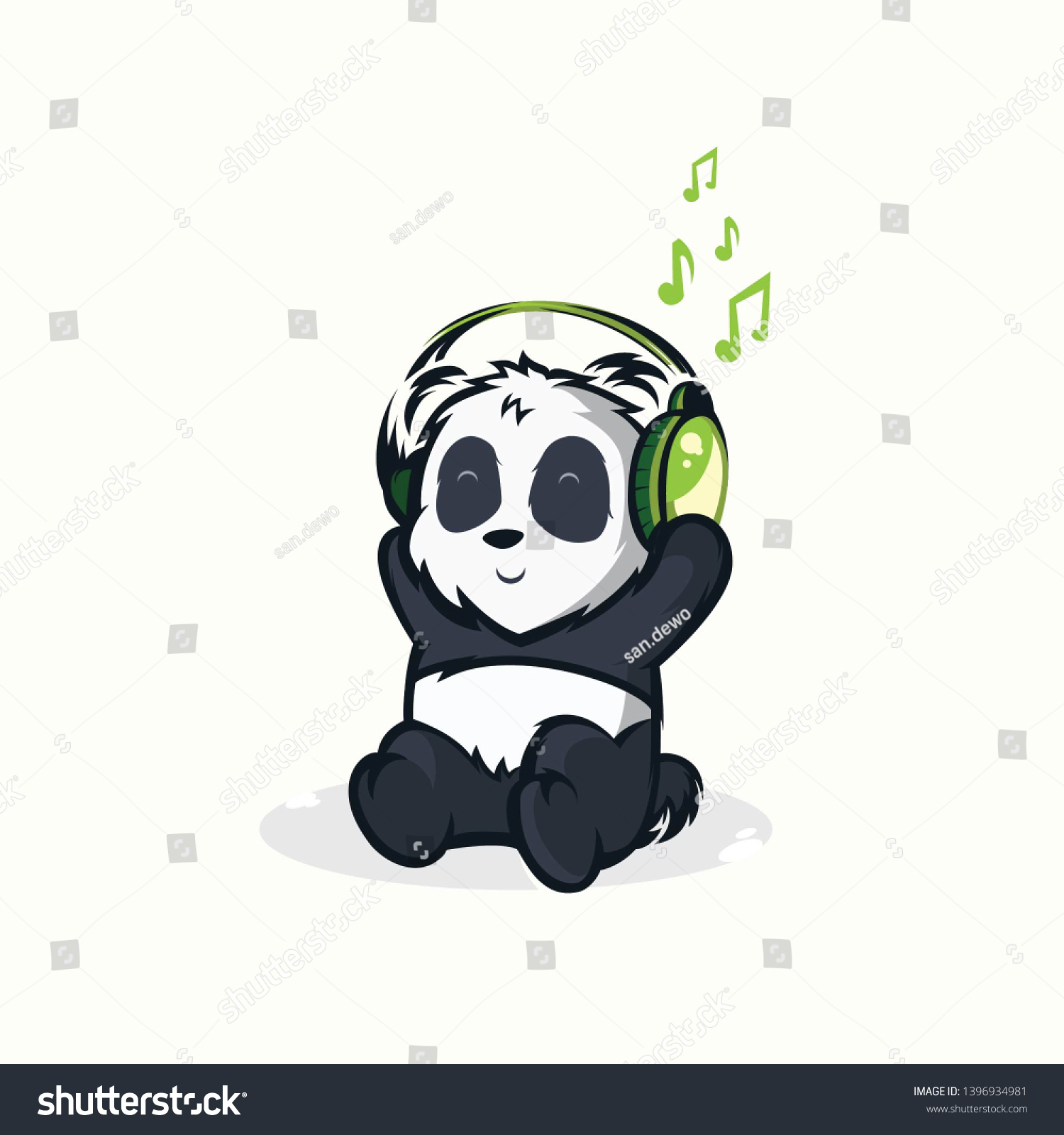 Illustrations Funny Pandas Listening Music Designs Stock Illustration ...
