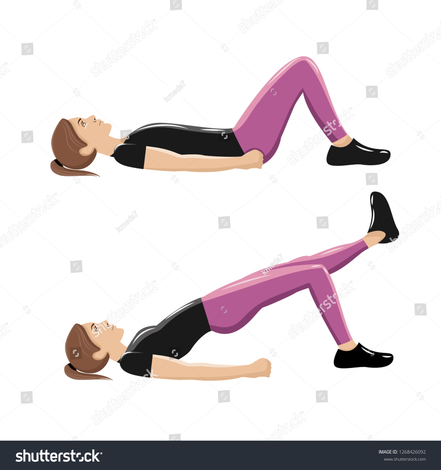 Illustrations Glute Exercises Workouts Illustrations Bridge Stock Illustration 1268426092 4945