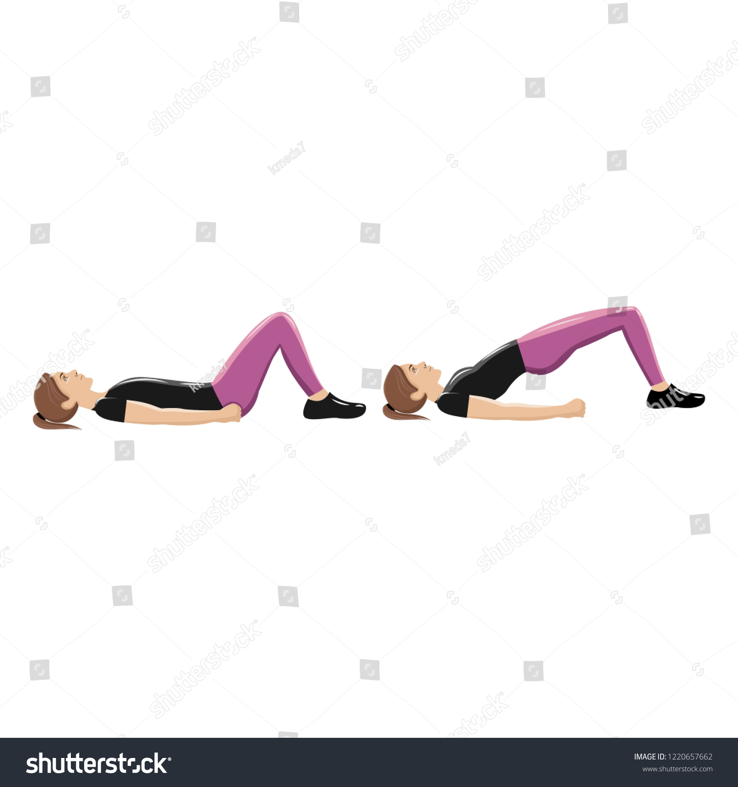 Illustrations Glute Exercises Workouts Illustrations Hip Stock Illustration 1220657662