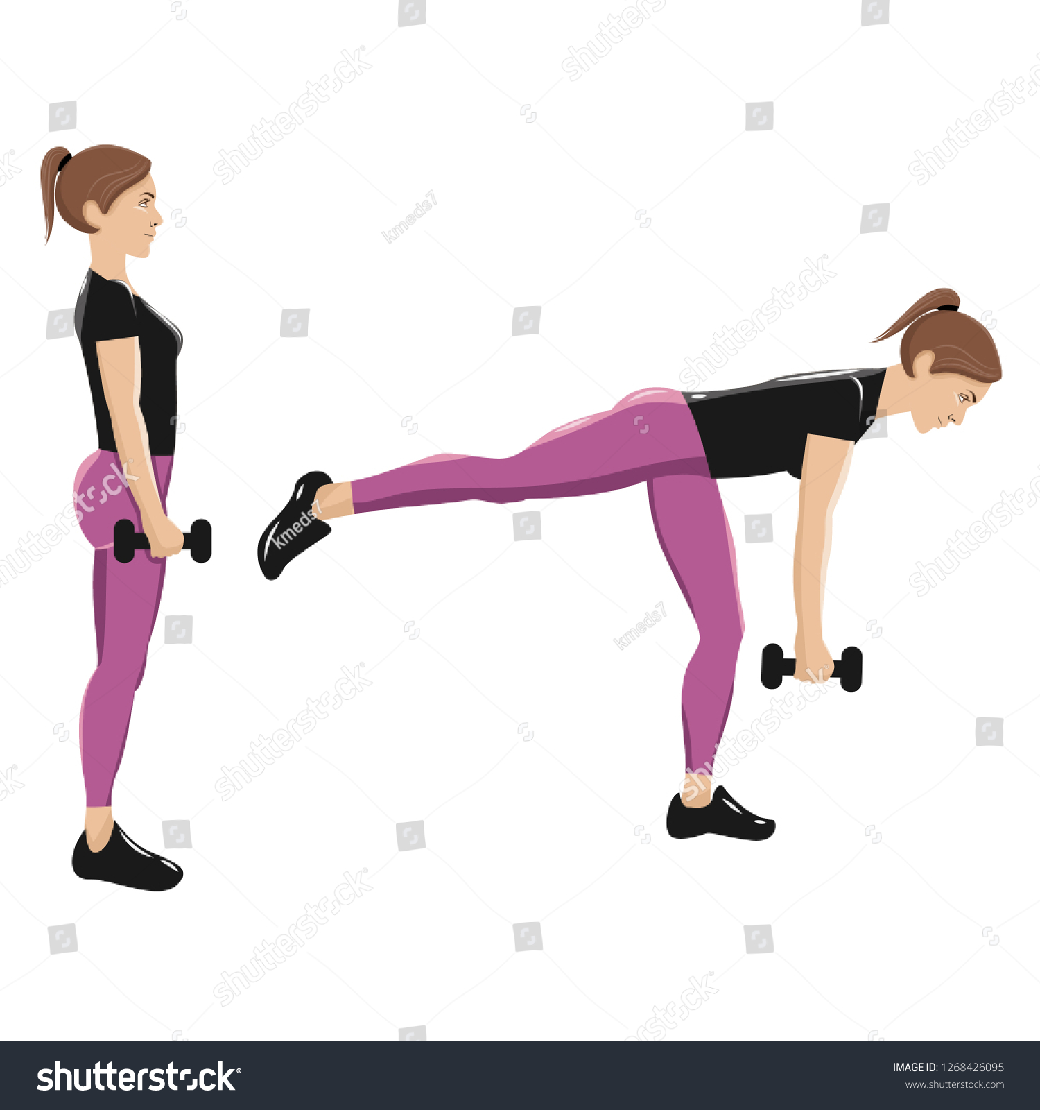 Illustrations Glute Exercises Workouts Illustrations Singleleg Stock Illustration