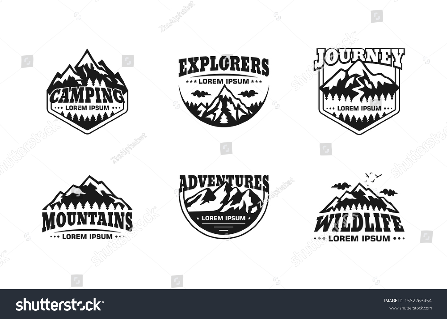 Illustrator Vector Mountain Badges Outdoor Sports Stock Illustration