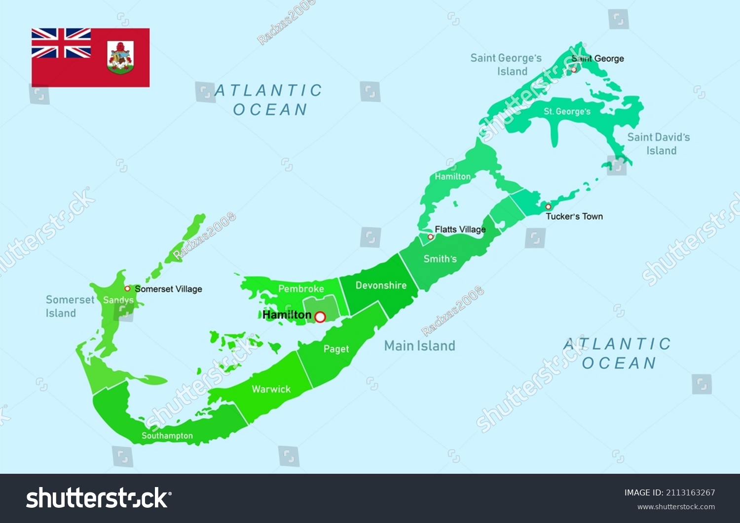 Image Illustration Bermuda Regions Map Stock Illustration 2113163267 ...