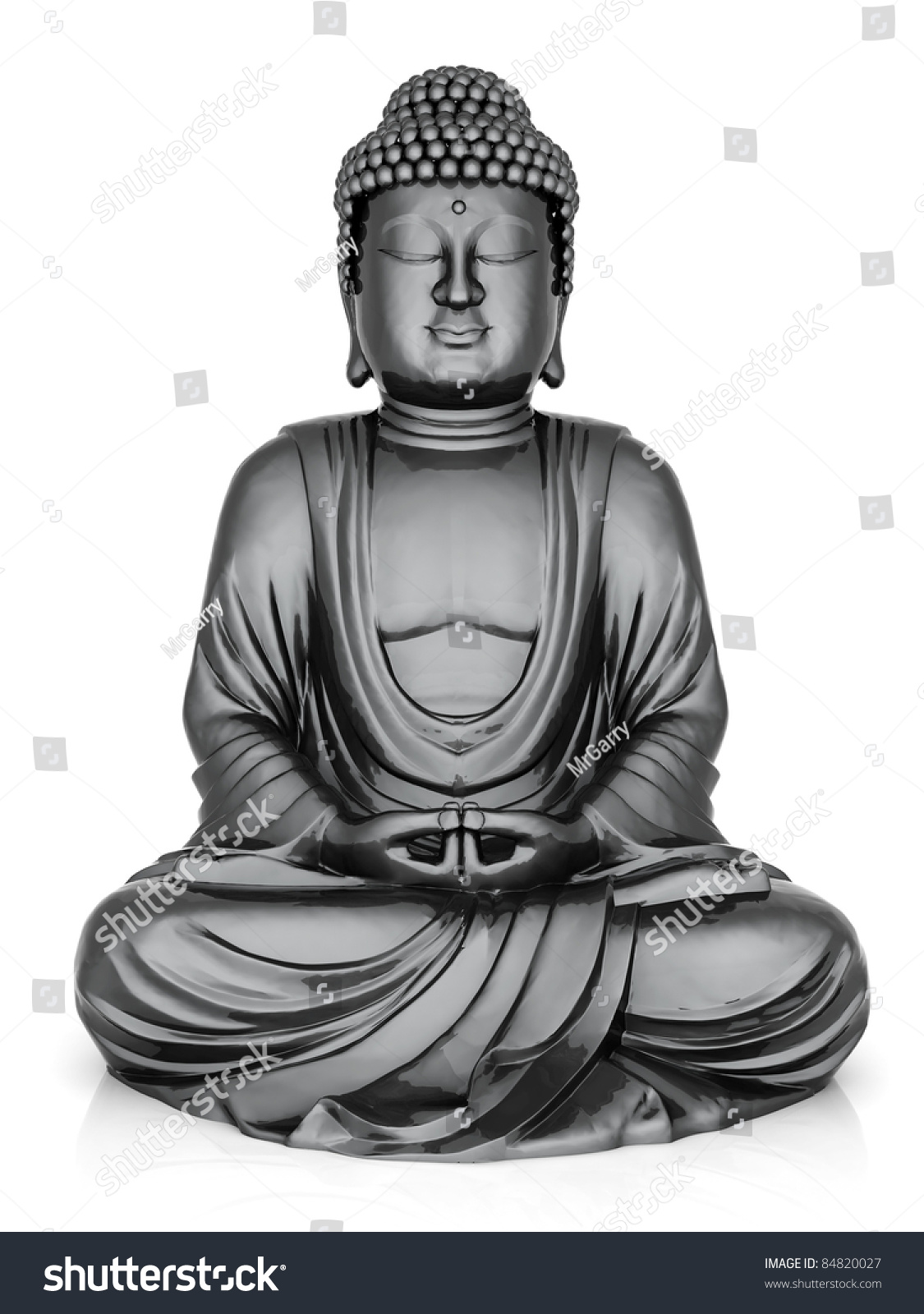 Image Gold Statue Buddha Lotus Flower Stock Illustration 84820027