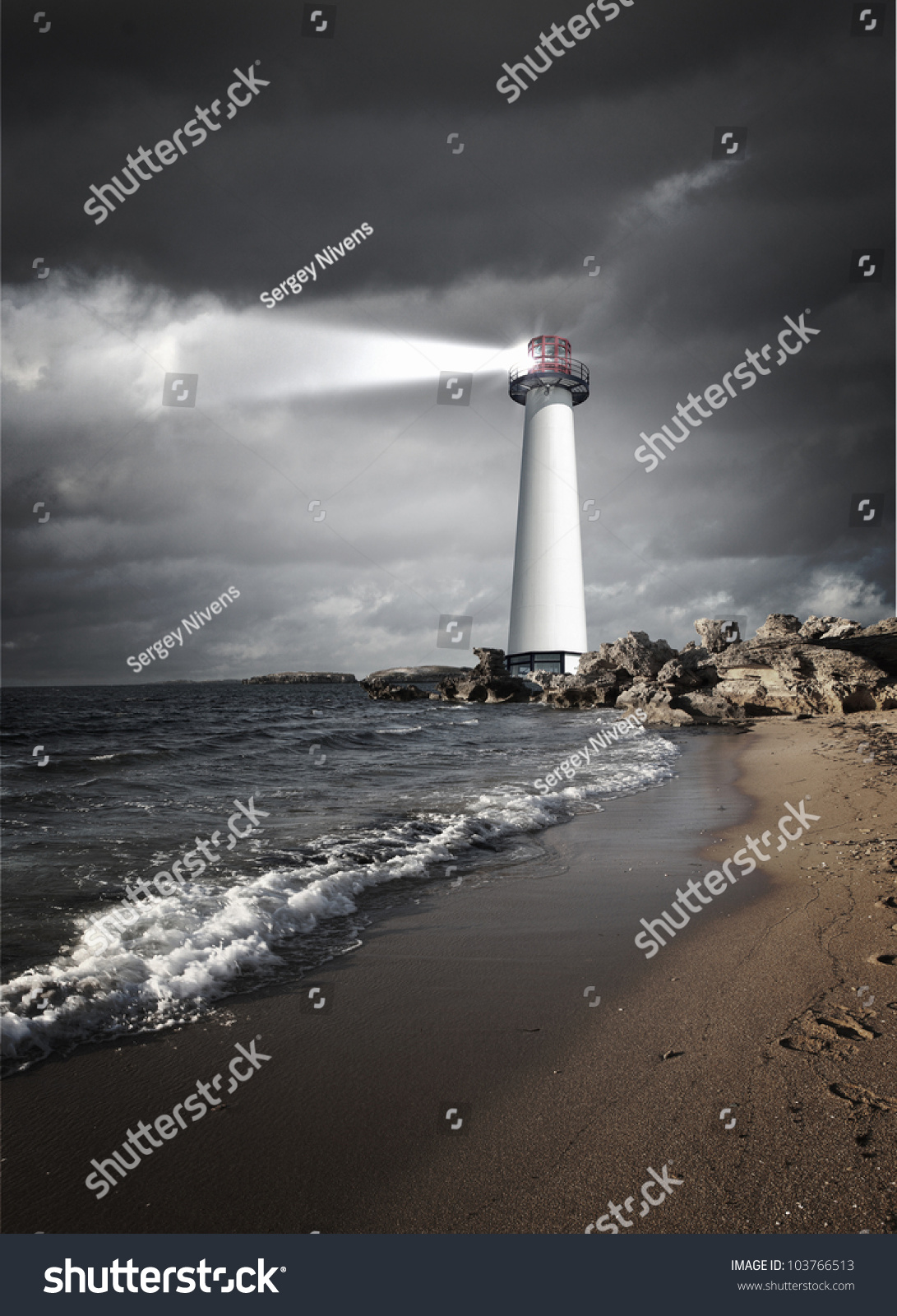 Image Lighthouse Strong Beam Light Stock Illustration 103766513
